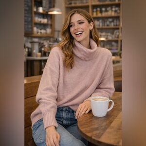 EILEEN FISHER Ballet Pink Cashmere Silk Sweater M (Fits L) Oversized Luxe Soft